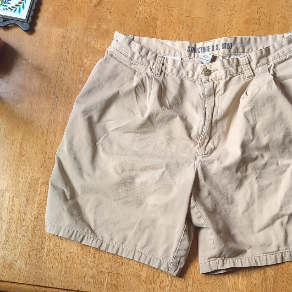 Structure Men's Beige Flat Front Shorts